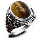 Anillo de Plata de Ley 925 para hombre, anillo clásico de Turquía, Vintage, Ojo de Tigre Natural, Dashi, anillo de plata para hombre con piedra - malaquita tienda 36
