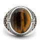 Anillo de Plata de Ley 925 para hombre, anillo clásico de Turquía, Vintage, Ojo de Tigre Natural, Dashi, anillo de plata para hombre con piedra - malaquita tienda 36