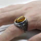 Anillo de Plata de Ley 925 para hombre, anillo clásico de Turquía, Vintage, Ojo de Tigre Natural, Dashi, anillo de plata para hombre con piedra - malaquita tienda 36