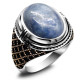 Joyería Türkiye, anillo hecho a mano para hombre, cianita Natural, plata de ley s925, regalo de fiesta, regalo del Día del Padre del Día de San Valentín - malaquita tienda 36