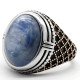 Joyería Türkiye, anillo hecho a mano para hombre, cianita Natural, plata de ley s925, regalo de fiesta, regalo del Día del Padre del Día de San Valentín - malaquita tienda 36