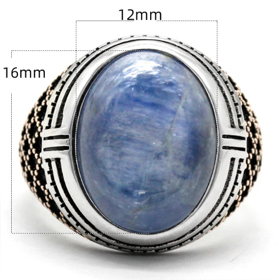 Joyería Türkiye, anillo hecho a mano para hombre, cianita Natural, plata de ley s925, regalo de fiesta, regalo del Día del Padre del Día de San Valentín - malaquita tienda 36