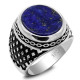 Anillos de plata de ley 925 para hombre, lapislázuli Natural, patrón de conexión prismática, anillos de estilo Punk para hombre, joyería turca - malaquita tienda 36