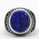 Anillos de plata de ley 925 para hombre, lapislázuli Natural, patrón de conexión prismática, anillos de estilo Punk para hombre, joyería turca - malaquita tienda 36