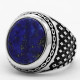 Anillos de plata de ley 925 para hombre, lapislázuli Natural, patrón de conexión prismática, anillos de estilo Punk para hombre, joyería turca - malaquita tienda 36