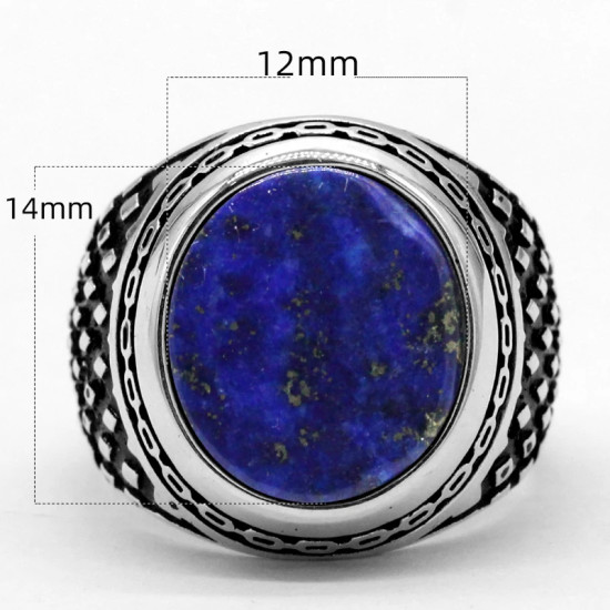 Anillos de plata de ley 925 para hombre, lapislázuli Natural, patrón de conexión prismática, anillos de estilo Punk para hombre, joyería turca - malaquita tienda 36
