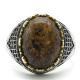Anillo hecho a mano de plata pura S925 para hombre, joyería de piedra gris bronce natural, anillo de boda para fiesta y vacaciones - malaquita tienda 36