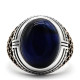 Anillo de plata de ley S925 para hombre, Ojo de Tigre azul Natural, regalo hecho a mano, joyería de vacaciones de estilo Punk tmurkiye - malaquita tienda 36