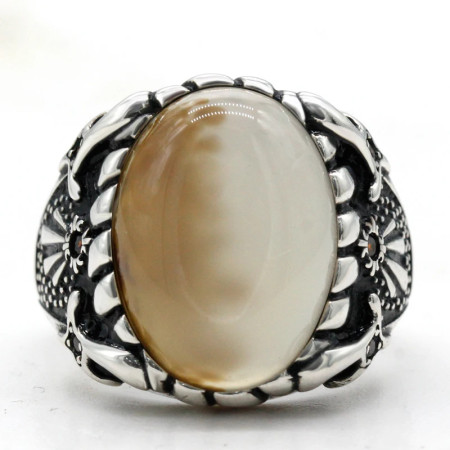 Anillo de plata de ley s925 con piedra Natural de ónix oceánico para hombre, joyería de compromiso de boda, estilo Punk para fiesta, Vintage Anillo de plata de ley s925 con piedra Natural de ónix oceánico para hombre, joyería de compromiso de boda, estilo Punk para fiesta, Vintage