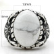 Anillos de plata de ley 925 para hombres y mujeres, joyería de compromiso de boda, turquesa blanca Natural, moda Punk turca - malaquita tienda 36