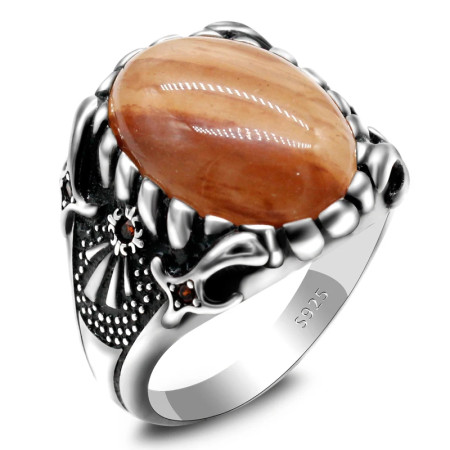 Anillo de Plata de Ley 925 con piedra de cuarzo Natural para hombre, conjunto de joyería para amantes del estilo Punk Vintage, conjunto de anillos, anillo de plata tailandesa para mujer