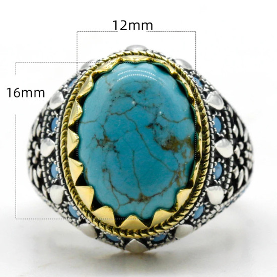 Anillos de plata de ley s925 para hombre y mujer, joyería de compromiso/boda, turquesa Natural, Punk, Turquía - malaquita tienda 36