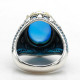 Anillos de plata de ley 925 para hombre y mujer, joyería turca, piedra de ónix Natural azul, Vintage, turquesa, Punk, a la moda - malaquita tienda 36