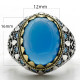 Anillos de plata de ley 925 para hombre y mujer, joyería turca, piedra de ónix Natural azul, Vintage, turquesa, Punk, a la moda - malaquita tienda 36