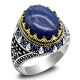 Anillo de Plata de Ley 925 para hombre y mujer, joyería turca, lapislázuli Natural, estilo Punk de circón Vintage, joyería de plata - malaquita tienda 36