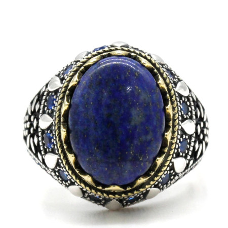 Anillo de Plata de Ley 925 para hombre y mujer, joyería turca, lapislázuli Natural, estilo Punk de circón Vintage, joyería de plata