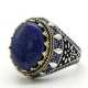 Anillo de Plata de Ley 925 para hombre y mujer, joyería turca, lapislázuli Natural, estilo Punk de circón Vintage, joyería de plata - malaquita tienda 36