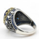 Anillo de plata de ley S925 para hombre, joyería hecha a mano de circonita azul, estilo Punk, regalo de San Valentín, regalo de aniversario - malaquita tienda 36