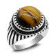 Anillo de plata s925 para hombre, Ojo de Tigre natural, anillo vintage hecho a mano, turco, punk rock, regalo de joyería - malaquita tienda 36