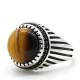 Anillo de plata s925 para hombre, Ojo de Tigre natural, anillo vintage hecho a mano, turco, punk rock, regalo de joyería - malaquita tienda 36