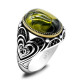 Anillo de plata de ley s925 auténtica para hombre, sello de fiesta de Turquía, joyería alta, pavé rojo, Circonia cúbica, ónix, anillo para hombre - malaquita tienda 36