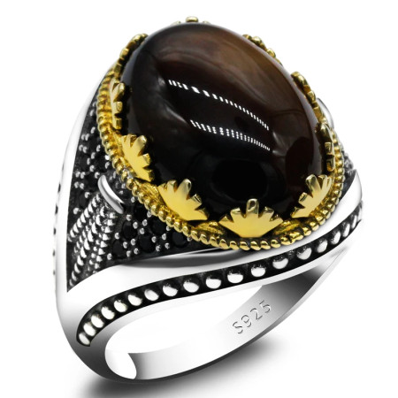 Anillo de plata pura S925 para hombre, regalo de fiesta hecho a mano, piedra de ágata oceánica natural, joyería de lujo hecha a mano Anillo de plata pura S925 para hombre, regalo de fiesta hecho a mano, piedra de ágata oceánica natural, joyería de lujo hecha a mano