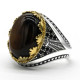 Anillo de plata pura S925 para hombre, regalo de fiesta hecho a mano, piedra de ágata oceánica natural, joyería de lujo hecha a mano - malaquita tienda 36