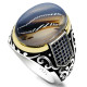 Anillo de plata de ley s925 a la moda, regalo de fiesta de Festival de ágata Natural Vintage Türkiye para hombre, regalo del Día del Padre - malaquita tienda 36