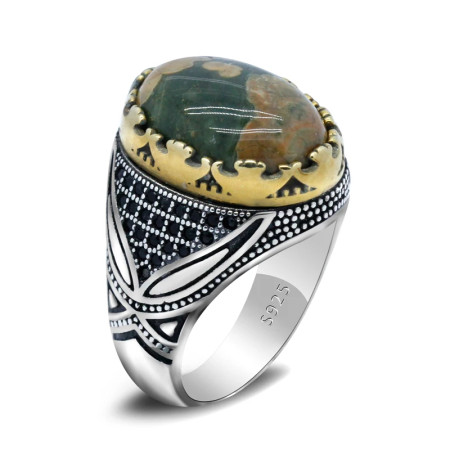 Anillos de plata esterlina a la moda para hombre y mujer, anillo de piedra de Gorrión natural antiguo Türkiye, anillo de circón, joyería punk rock para hombre Anillos de plata esterlina a la moda para hombre y mujer, anillo de piedra de Gorrión natural antiguo Türkiye, anillo de circón, joyería punk rock para hombre