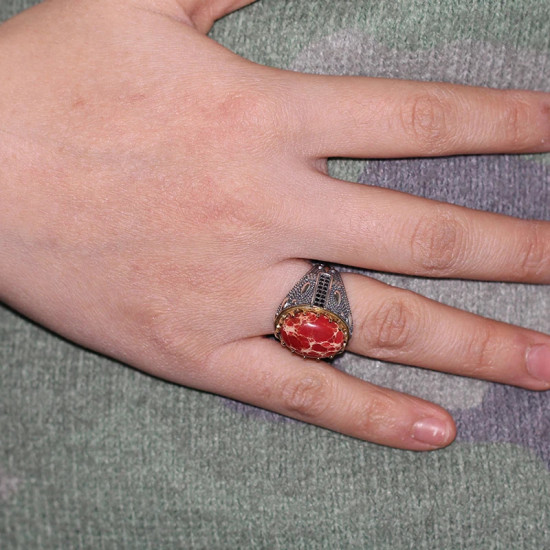 Anillo de Plata de Ley 925 sólida para hombre y mujer, anillo de ágata Natural hecho a mano, anillo de Türkiye, joyería Retro de moda, regalo del Día de San Valentín - malaquita tienda 36