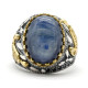 Anillo de Plata de Ley 925 para hombre, joyería turca, anillo de cianita, espinela negra transparente, joyería alta - malaquita tienda 36