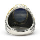 Anillo de Plata de Ley 925 para hombre, joyería turca, anillo de cianita, espinela negra transparente, joyería alta - malaquita tienda 36