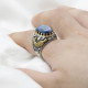 Anillo de Plata de Ley 925 para hombre, joyería turca, anillo de cianita, espinela negra transparente, joyería alta - malaquita tienda 36