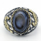 Anillo de Plata de Ley 925 para hombre, joyería turca, ojos, piedra de ágata, espinela negra transparente, joyería alta, gran oferta - malaquita tienda 36