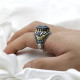 Anillo de Plata de Ley 925 para hombre, joyería turca, ojos, piedra de ágata, espinela negra transparente, joyería alta, gran oferta - malaquita tienda 36