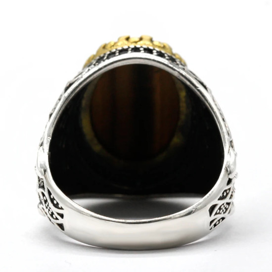 Anillo de Plata de Ley 925 para hombre y mujer, sortija de ojo de tigre Natural, conjunto de joyería Premium para pareja - malaquita tienda 36