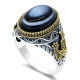 Anillo de plata de ley s925 con piedra de ágata para hombre y mujer, conjunto de joyería Vintage, anillo de pareja, nuevo - malaquita tienda 36