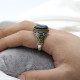 Anillo de plata de ley s925 con piedra de ágata para hombre y mujer, conjunto de joyería Vintage, anillo de pareja, nuevo - malaquita tienda 36