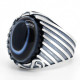 Anillo de plata de ley s925 con piedra de ágata para hombre, conjunto de joyería de moda, anillo de pareja - malaquita tienda 36