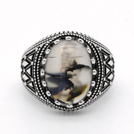 Anillo Vintage de Plata de Ley 925 para hombre, con piedra de ágata Natural ovalada, diseño de rayas a cuadros, anillos turcos, joyería para regalo al marido Anillo Vintage de Plata de Ley 925 para hombre, con piedra de ágata Natural ovalada, diseño de rayas a cuadros, anillos turcos, joyería para regalo al marido