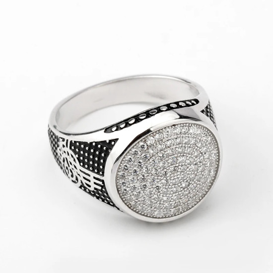 Anillo clásico de Plata de Ley 925 para hombre, anillo de circonita cúbica transparente de rodio, conjunto de joyería exquisita, anillo de pareja de San Valentín - malaquita tienda 36