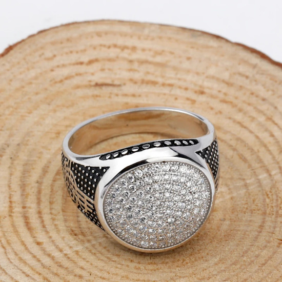Anillo clásico de Plata de Ley 925 para hombre, anillo de circonita cúbica transparente de rodio, conjunto de joyería exquisita, anillo de pareja de San Valentín - malaquita tienda 36