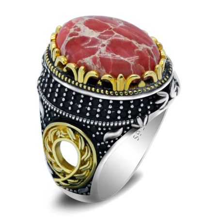 Anillo Vintage para hombre y mujer, de Plata de Ley 925 con diseño de piedra Imperial roja Natural ovalada, conjunto de joyería, anillo de pareja Anillo Vintage para hombre y mujer, de Plata de Ley 925 con diseño de piedra Imperial roja Natural ovalada, conjunto de joyería, anillo de pareja