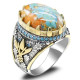 Anillo de Plata de Ley 925 para hombre y mujer, conjunto de joyería de plata tailandesa con ostra Natural, turquesa, Estilo Vintage, novedad - malaquita tienda 36