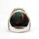 Anillo de Plata de Ley 925 para hombre y mujer, conjunto de joyería de plata tailandesa con ostra Natural, turquesa, Estilo Vintage, novedad - malaquita tienda 36