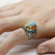 Anillo de Plata de Ley 925 para hombre y mujer, conjunto de joyería de plata tailandesa con ostra Natural, turquesa, Estilo Vintage, novedad - malaquita tienda 36