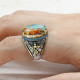 Anillo de Plata de Ley 925 para hombre y mujer, conjunto de joyería de plata tailandesa con ostra Natural, turquesa, Estilo Vintage, novedad - malaquita tienda 36