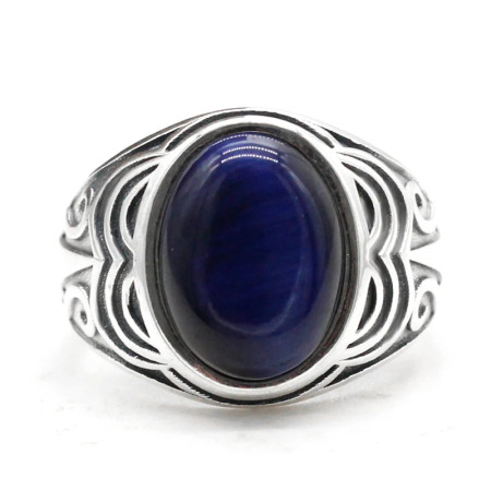 Anillo de Plata de Ley 925 con piedra de ojo de tigre Natural para hombre y mujer, conjunto de joyería de plata tailandesa, estilo Retro, novedad