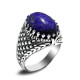 Tgürkiye-Anillo de Plata de Ley 925 con piedra turquesa Natural para hombre y mujer, sortija Vintage, regalo para pareja - malaquita tienda 36