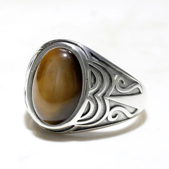 T ü rkiye joyería piedra de ágata Natural anillo de hombre s925 plata pura Retro Festival regalo de fiesta anillo de Festival para hombres - malaquita tienda 36